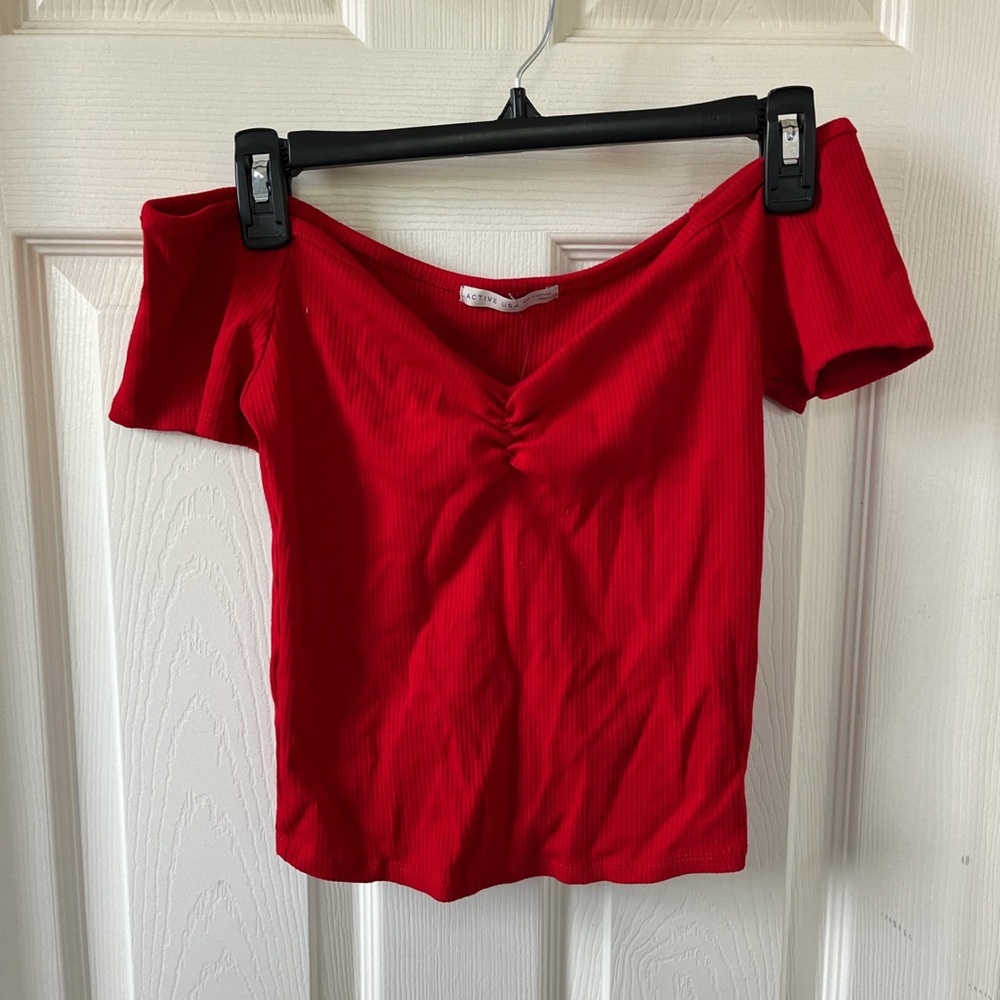 red front ruching t shirt